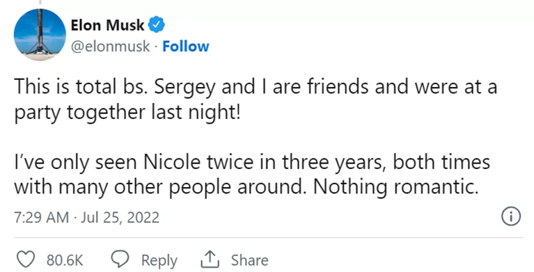 Elon Tweet on Sergey