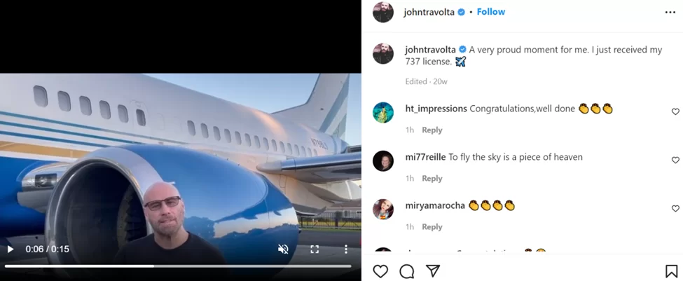 John Travolta on getting 737 licence