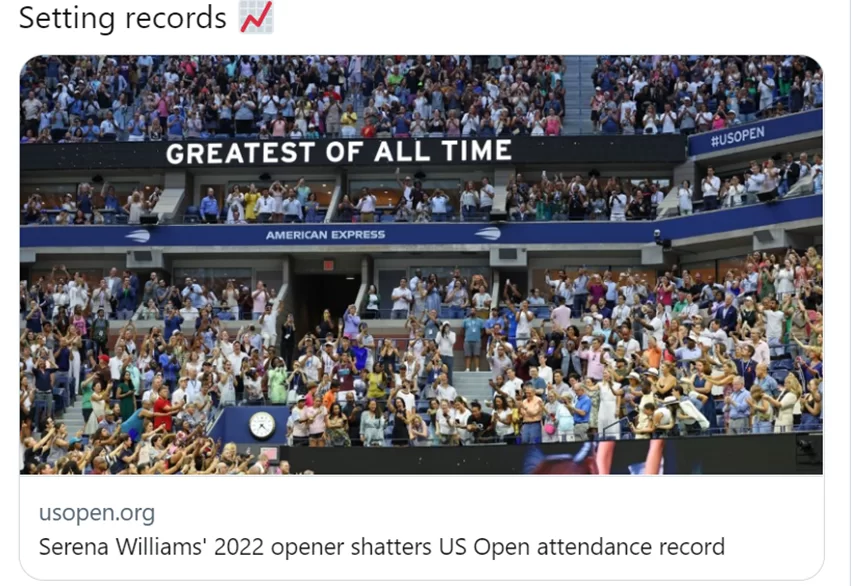 Serena Williams Shatters attendance record