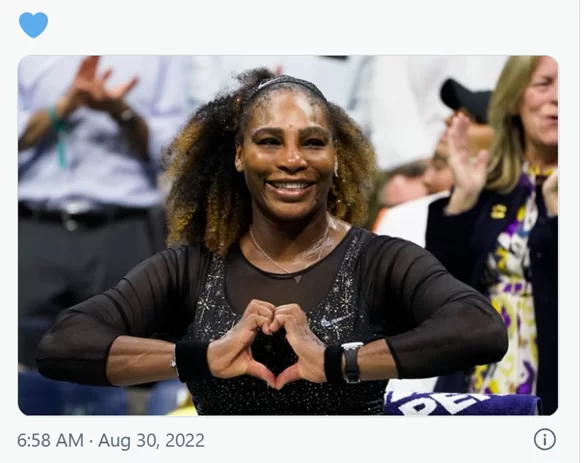 Serena Williams showing her love for fans