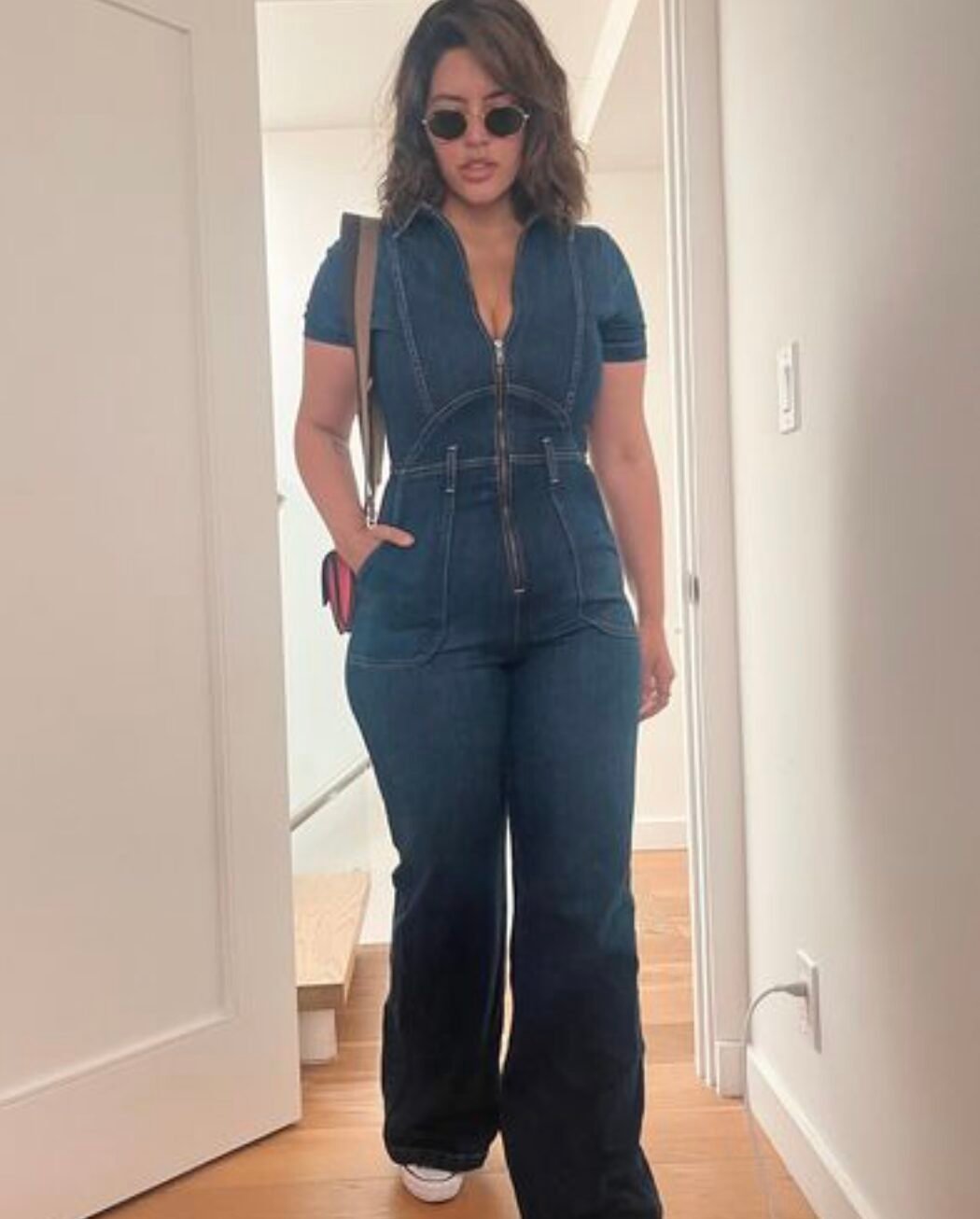 Blue denim jumpsuit